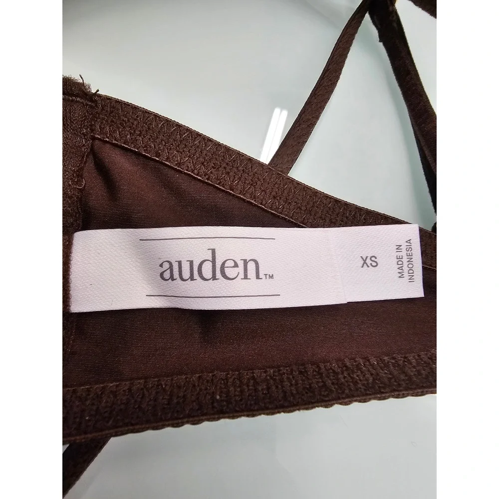 Auden Dark Brown Satin Bralette XS Adjustable Straps Wire-Free 023 10 2960‎